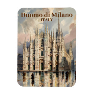 Anpassad text Milano Italien Duomo Vintage Akvarel Magnet