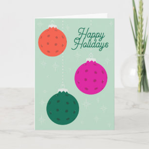 Anpassad text Mint Magenta Pickleball-ornamenter Helgkort