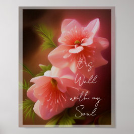 Anpassad text Mjuk glöd rosa blomster affisch