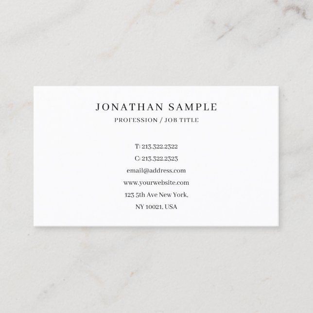 Anpassad text Modern Elegant Enkel Professionell Visitkort (Framsida)