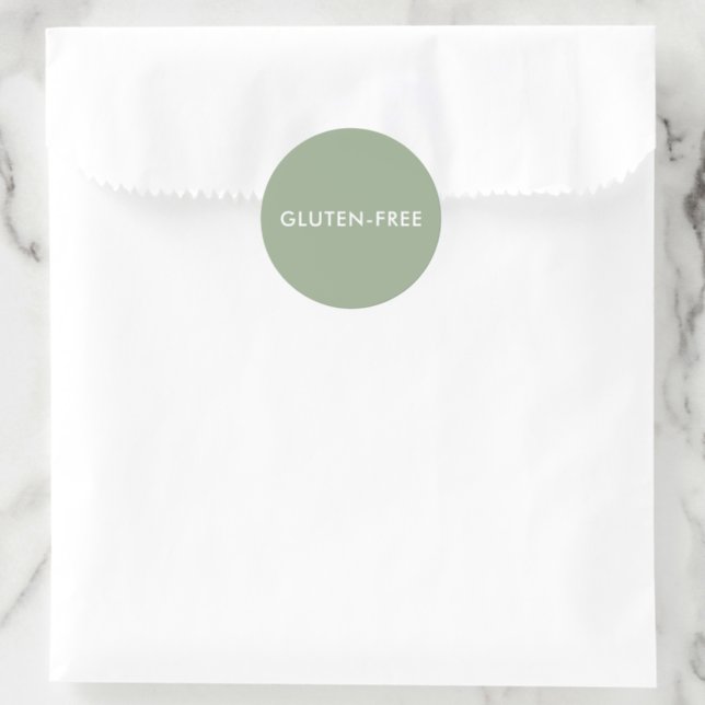 Anpassad text Modern Sage Green Glutenfri etikett (Presentpåse)