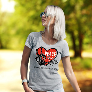 Anpassad text Modern Skelett Hand Fred och Kärlek T Shirt