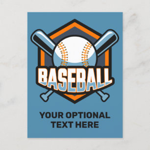 Anpassad text och färgbaseboll vykort