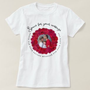 Anpassad text och foto Röd ros cirkulär ram T Shirt
