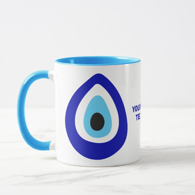 Anpassad Text Ond Öga Nazar Amulet Mugg (Vänster)