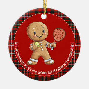 🎾🎄Anpassad text, Padel Powered Christmas Julgransprydnad Keramik