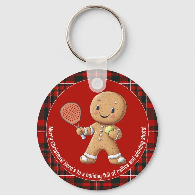 🎾🎄Anpassad text,  Padel Powered Christmas Nyckelring (Framsida)