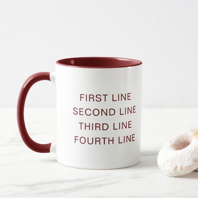 Anpassad text Personlig mörkröd 11 oz Combo Mugg (Med munk)