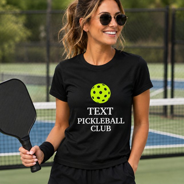 Anpassad Text Pickleball Klubb T Shirt (Skapare uppladdad)