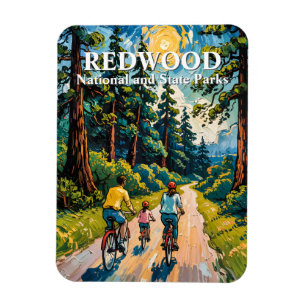 Anpassad text Redwood Forest Familjecykel Färgrik Magnet