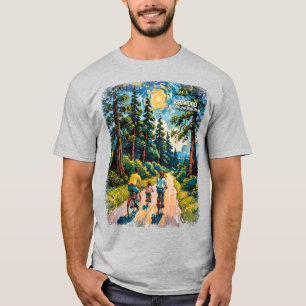 Anpassad text Redwood Forest Familjecykel Färgrik T Shirt