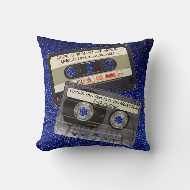 Anpassad text | Retro kärleksmusik kassett Mixtape Kudde (Framsida)