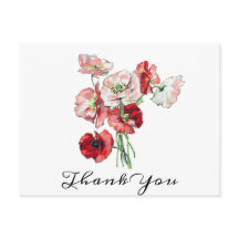 Anpassad text Röda/Rosa Vallmo Bröllopsbukett Tack