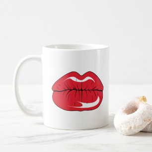 Anpassad Text Roliga Röda Läppar Tecknad Mun Kaffemugg