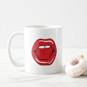 Anpassad Text Roliga Röda Läppar Tecknad Mun Kaffemugg