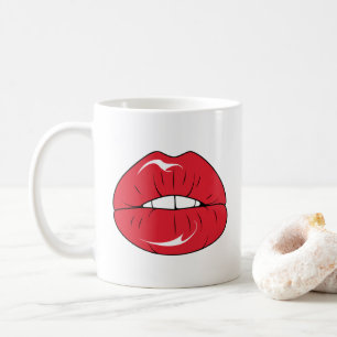 Anpassad text Roliga röda läppar Tecknad mun Kaffemugg