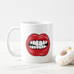 Anpassad Text Roliga Röda Läppar Tecknad Mun Kaffemugg