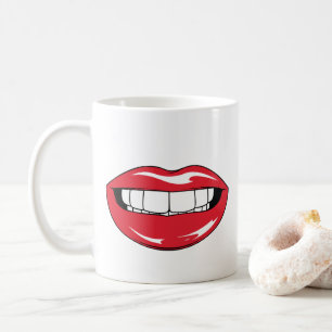 Anpassad Text Roliga Röda Läppar Tecknad Mun Kaffemugg
