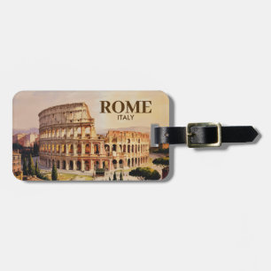 Anpassad text Rom Italien Colosseum Retro Akvarell Bagagebricka