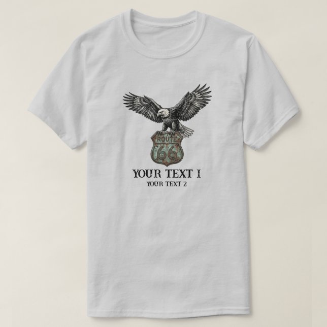 Anpassad Text Route 66 Amerikansk Örn Personlig T Shirt (Design framsida)