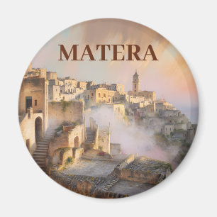 Anpassad text Sassi di Matera Italien Akvarell Ret Magnet