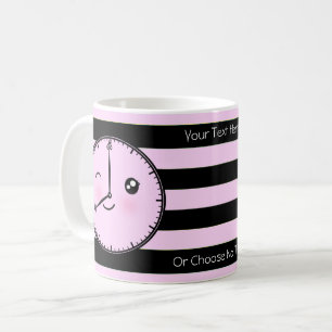 Anpassad text / Söt Kawaii Urskiva Pastellränder Kaffemugg