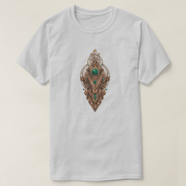 Anpassad text Steampunk Smaragd Ädelsten Tribal T Shirt (Design framsida)