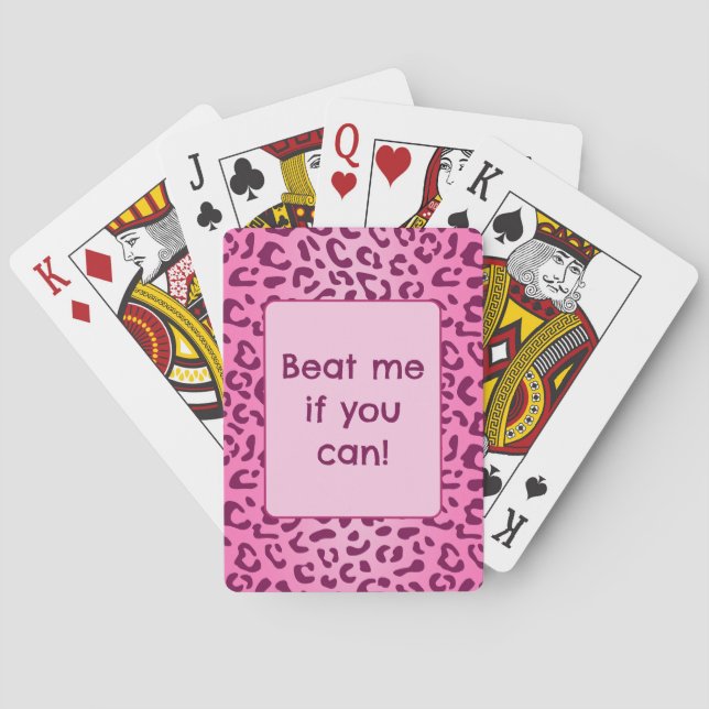 Anpassad text Stilig Rosa Leopardtryck Casinokort (Baksidan)