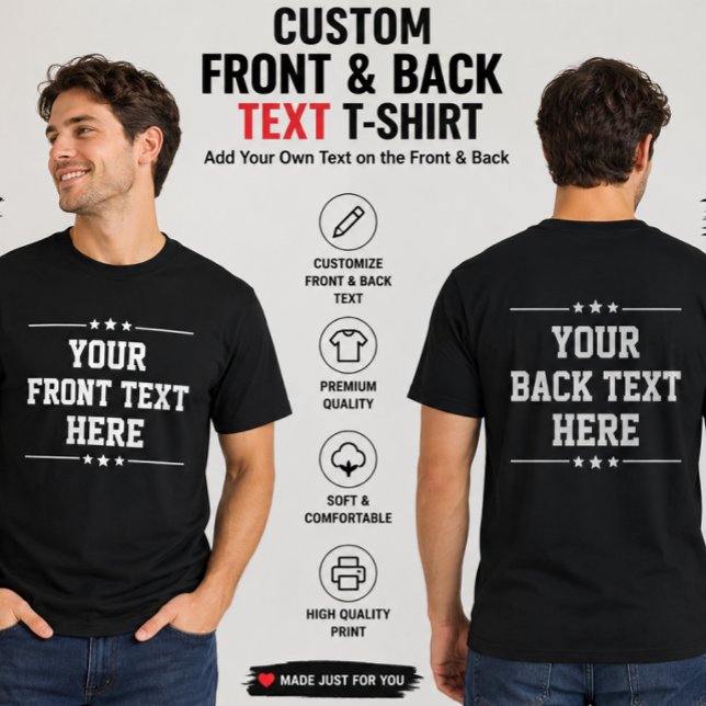 Anpassad text T-shirt med egen text fram och bak (Skapare uppladdad)