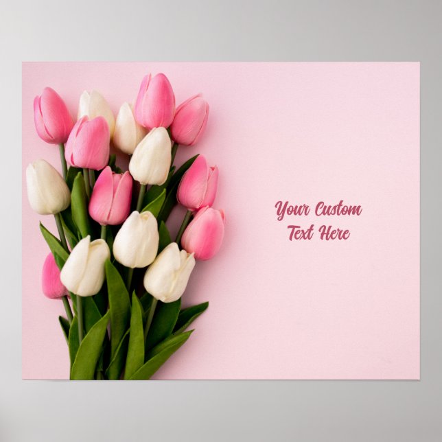 Anpassad text Tulpaner på rosa Poster (Framsidan)