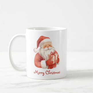 Anpassad text Vattenfärg Tomte med present Kaffemugg
