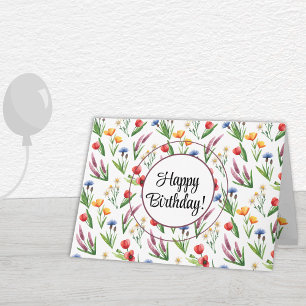 Anpassad text Vilda blommor Grattis på födelseda Kort