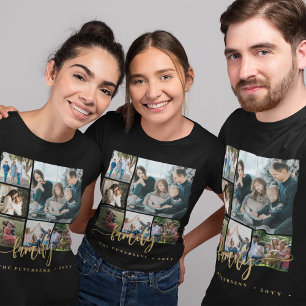 Anpassad textmall för familjefoto collage 6 t shirt