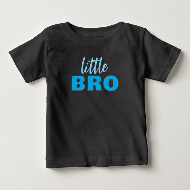 Anpassad textmall svart & blå Little Bro T Shirt (Framsida)