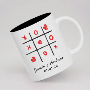 Anpassad Tic Tac Toe-mugg Alla hjärtans dag-presen Två-Tonad Mugg