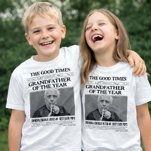 Anpassad Tidnings-Shirt, Årets Farfar T Shirt