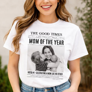 Anpassad Tidnings-Shirt, Årets Mamma Present, Mamm T Shirt
