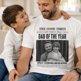 Anpassad Tidnings-Shirt, Pappa Årets Present, Papp T Shirt