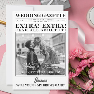 Anpassad tidningsfoto unik brudtjänsteförfrågan  inbjudningar