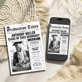 Anpassad tidningsinbjudan till examensfirande julkort