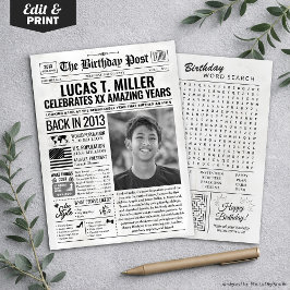 Anpassad tillbaka 2013 Tidningsfödelsedagspresent, Julkort