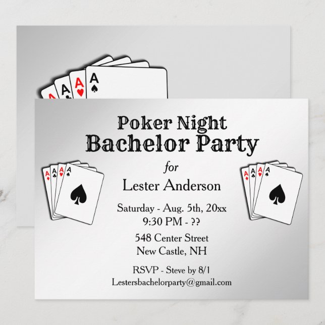 Anpassad titel Poker Night Party Inbjudan (Fram/baksida)