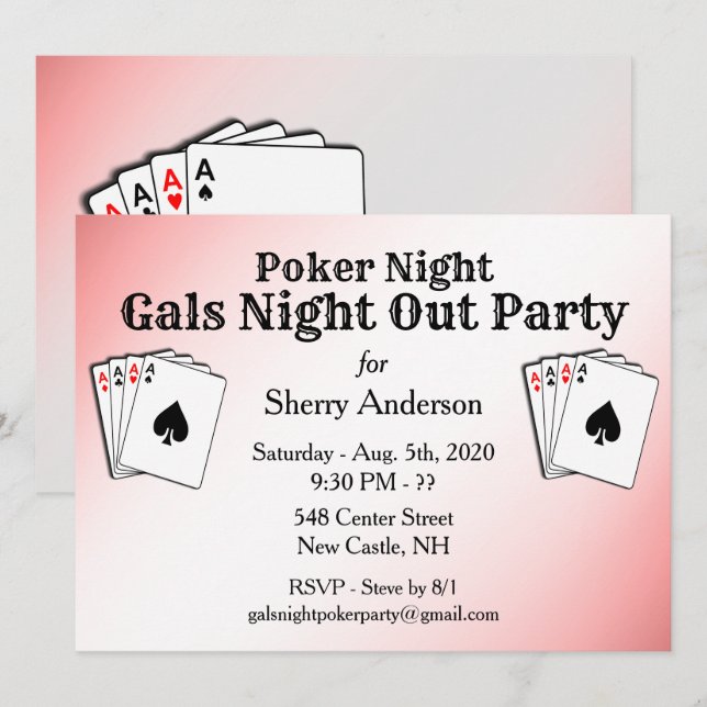 Anpassad titel Poker Night Party Inbjudan (Fram/baksida)