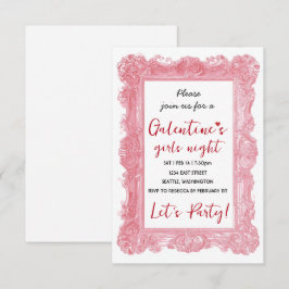 Anpassad tjejkväll Galentine Rosa Festinladning OSA Kort