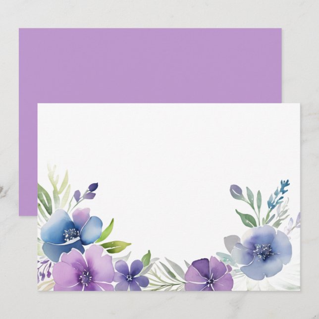 Anpassad tom lila blå blommig spara datumet (Fram/baksida)