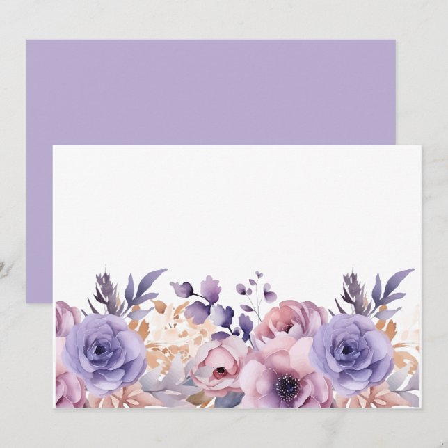 Anpassad tom lila mauve blommig spara datumet (Fram/baksida)