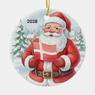 Anpassad Tomte med Danmarks Flagga Julgransprydnad Keramik