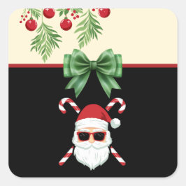 Anpassad Tomte med korsrör Julfirande Fyrkantigt Klistermärke