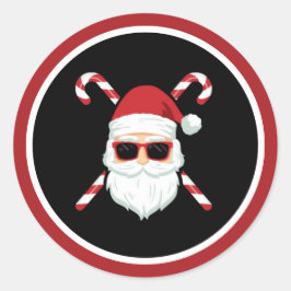 Anpassad Tomte med korsrör Julfirande Runt Klistermärke