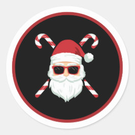 Anpassad Tomte med korsrör Julfirande Runt Klistermärke